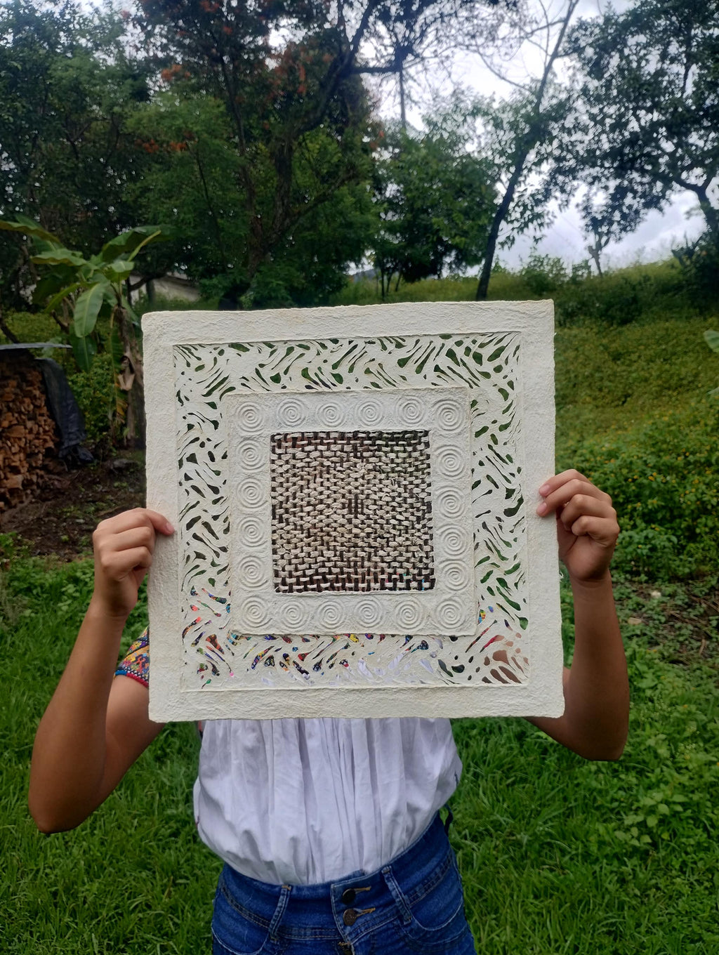 "Spiral Square" ∙ Amate Art  15.75"x15.75"  (Unframed)