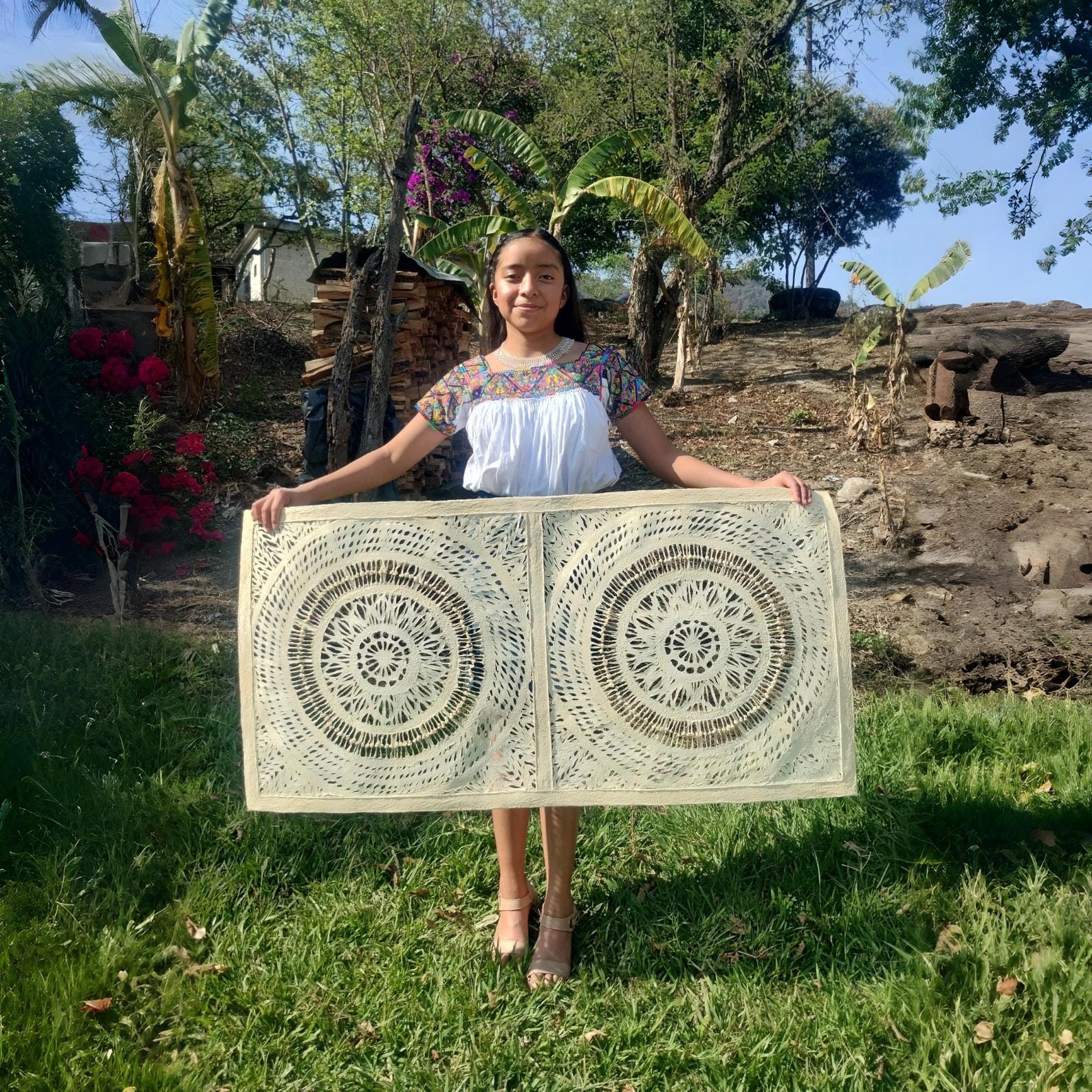 "Spiral Knots" ∙ Amate Art  47"x23.5"  (Unframed)