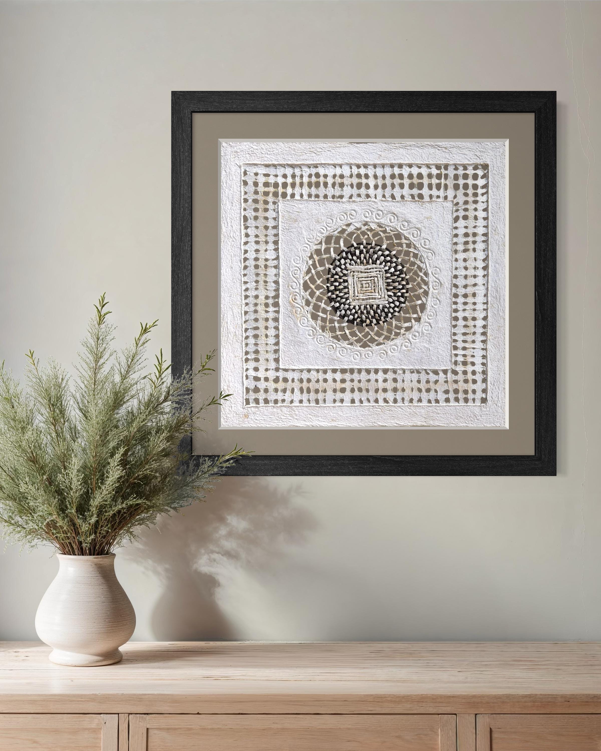 "Square Mandala" ∙ Amate Art  15.75"x15.75"  (Unframed)