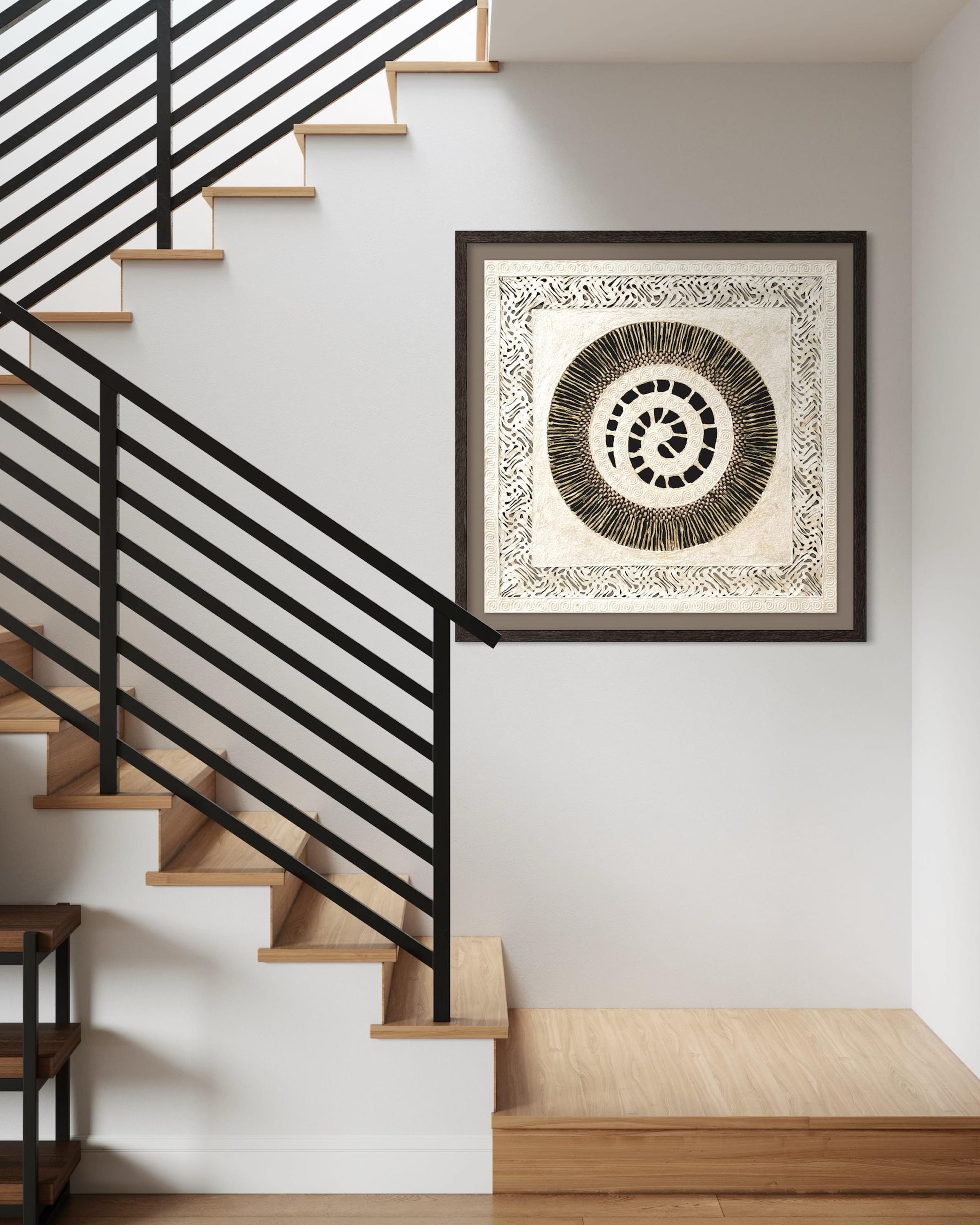 "Ivory Spiral" ∙ Amate Art  28"x28"  (Unframed)