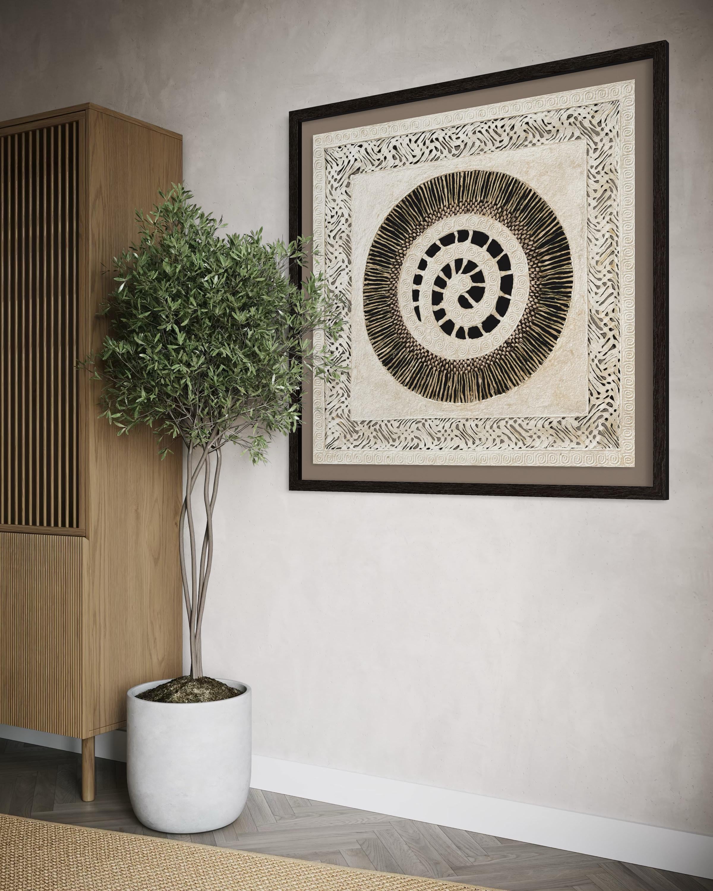 "Ivory Spiral" ∙ Amate Art  28"x28"  (Unframed)