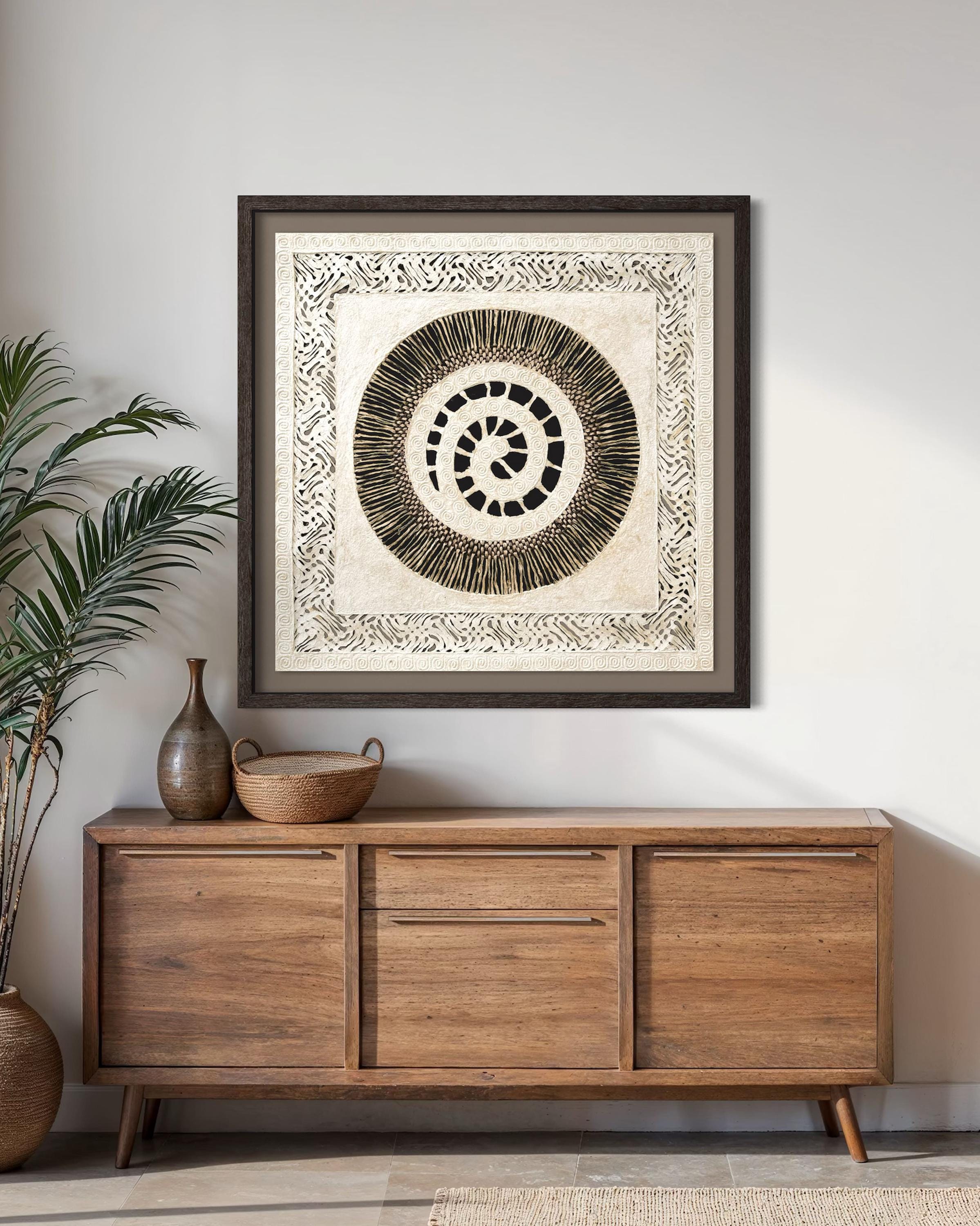 "Ivory Spiral" ∙ Amate Art  28"x28"  (Unframed)