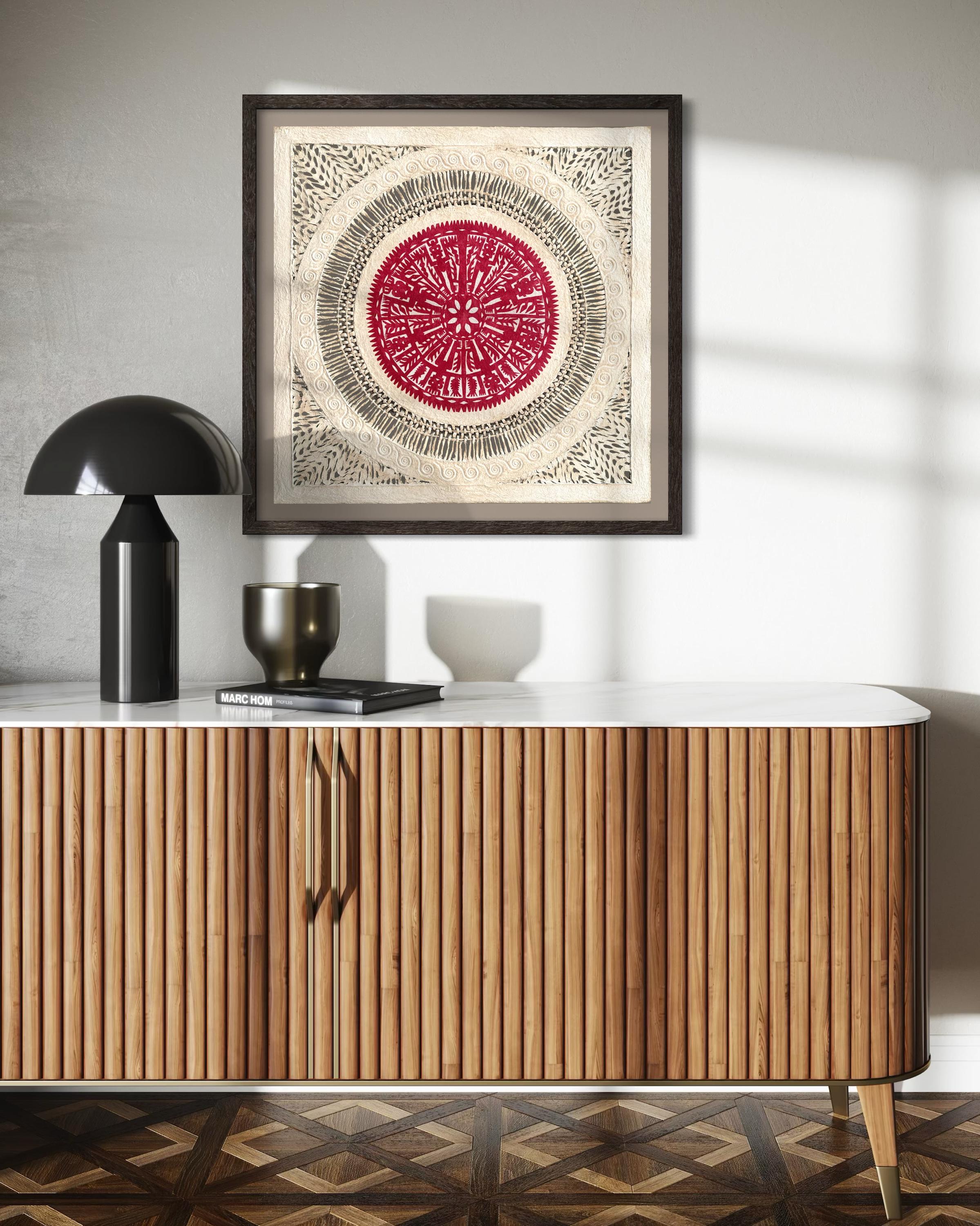 "Red Lace" ∙ Amate Art  23.5"x23.5"  (Unframed)