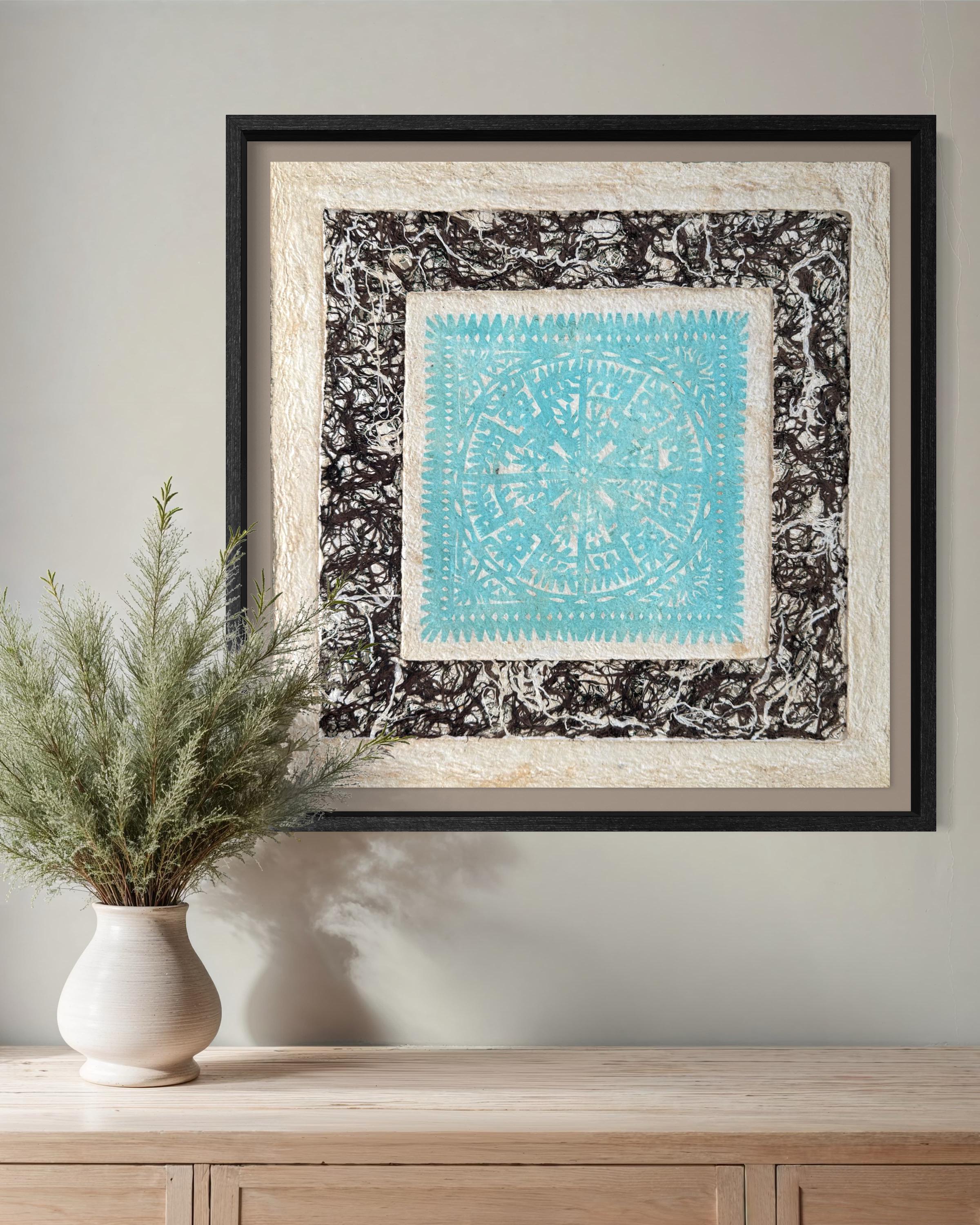 "Turquoise Lace" ∙ Amate Art  15.75"x15.75"  (Unframed)