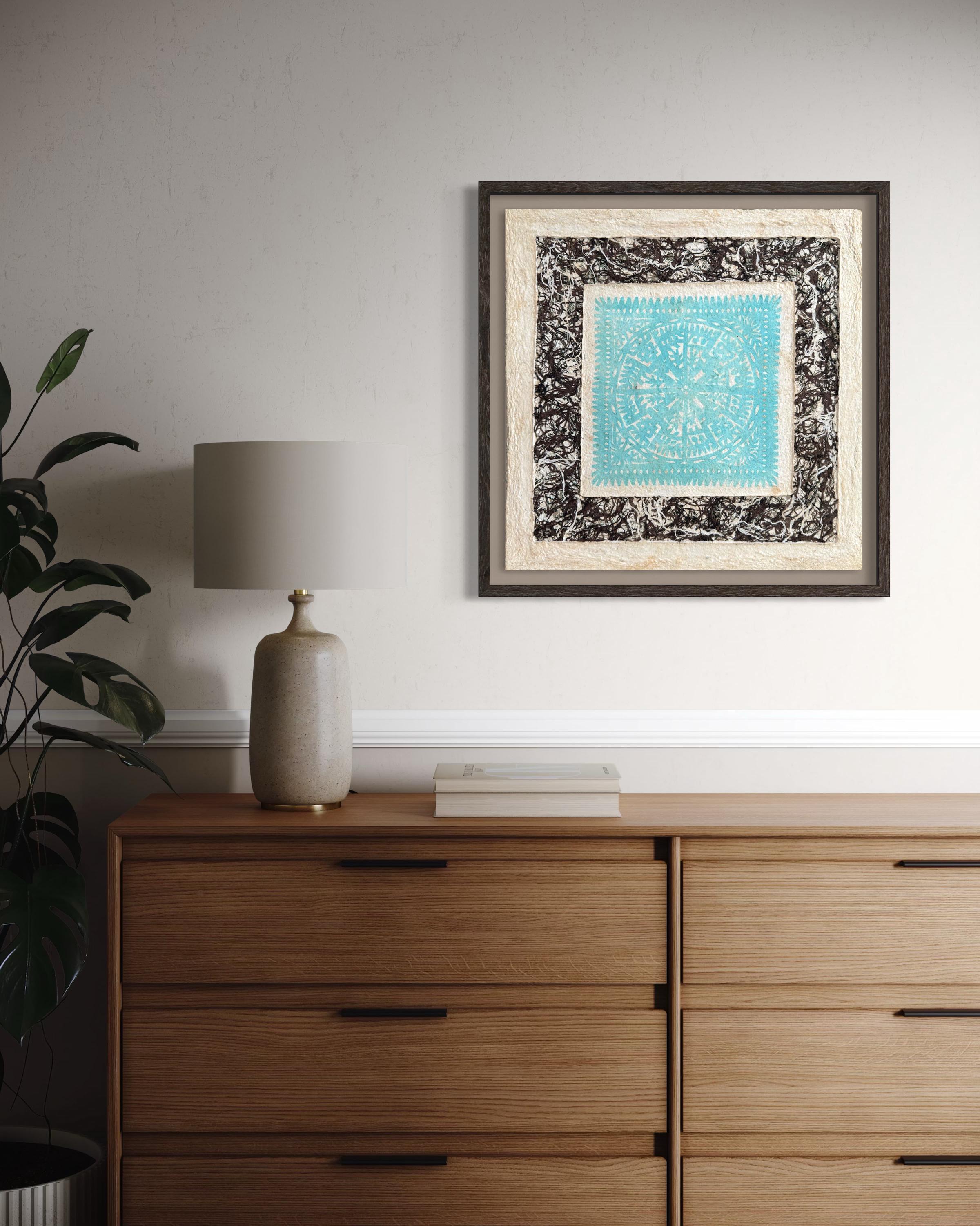 "Turquoise Lace" ∙ Amate Art  15.75"x15.75"  (Unframed)