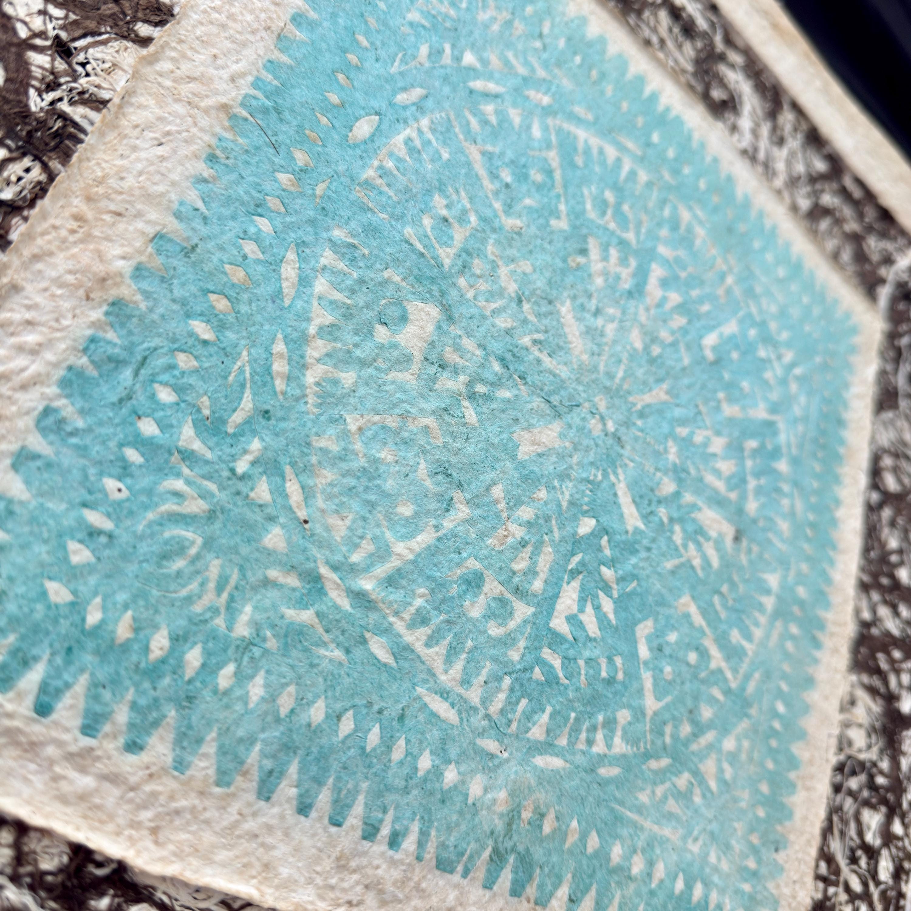 "Turquoise Lace" ∙ Amate Art  15.75"x15.75"  (Unframed)