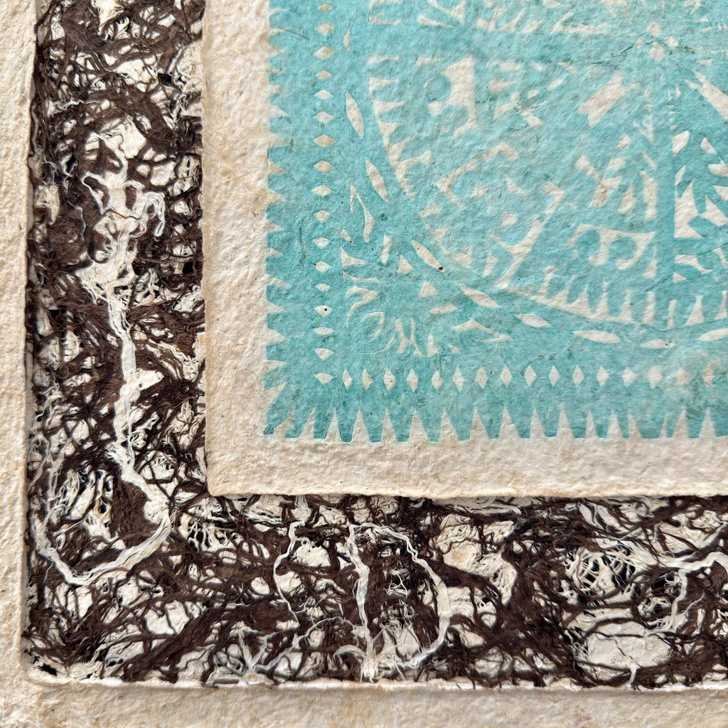 "Turquoise Lace" ∙ Amate Art  15.75"x15.75"  (Unframed)