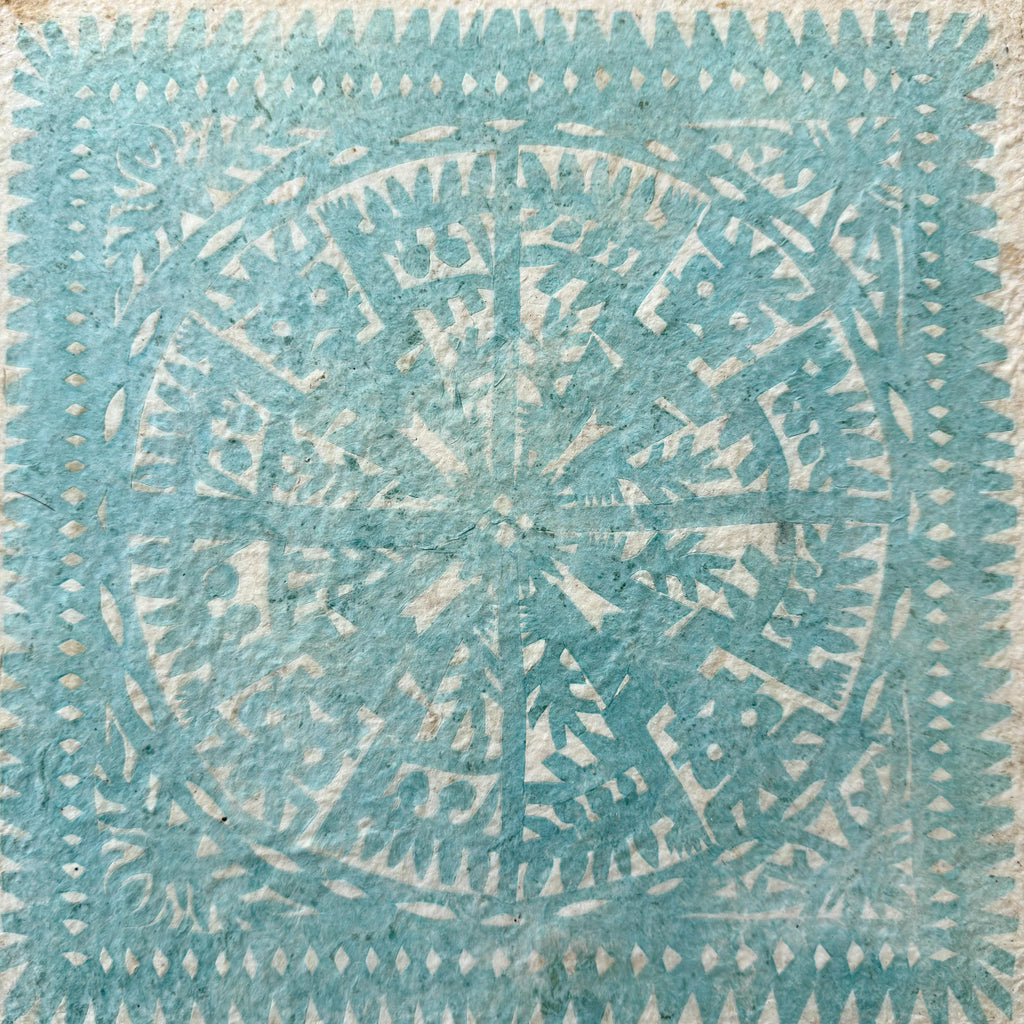 "Turquoise Lace" ∙ Amate Art  15.75"x15.75"  (Unframed)