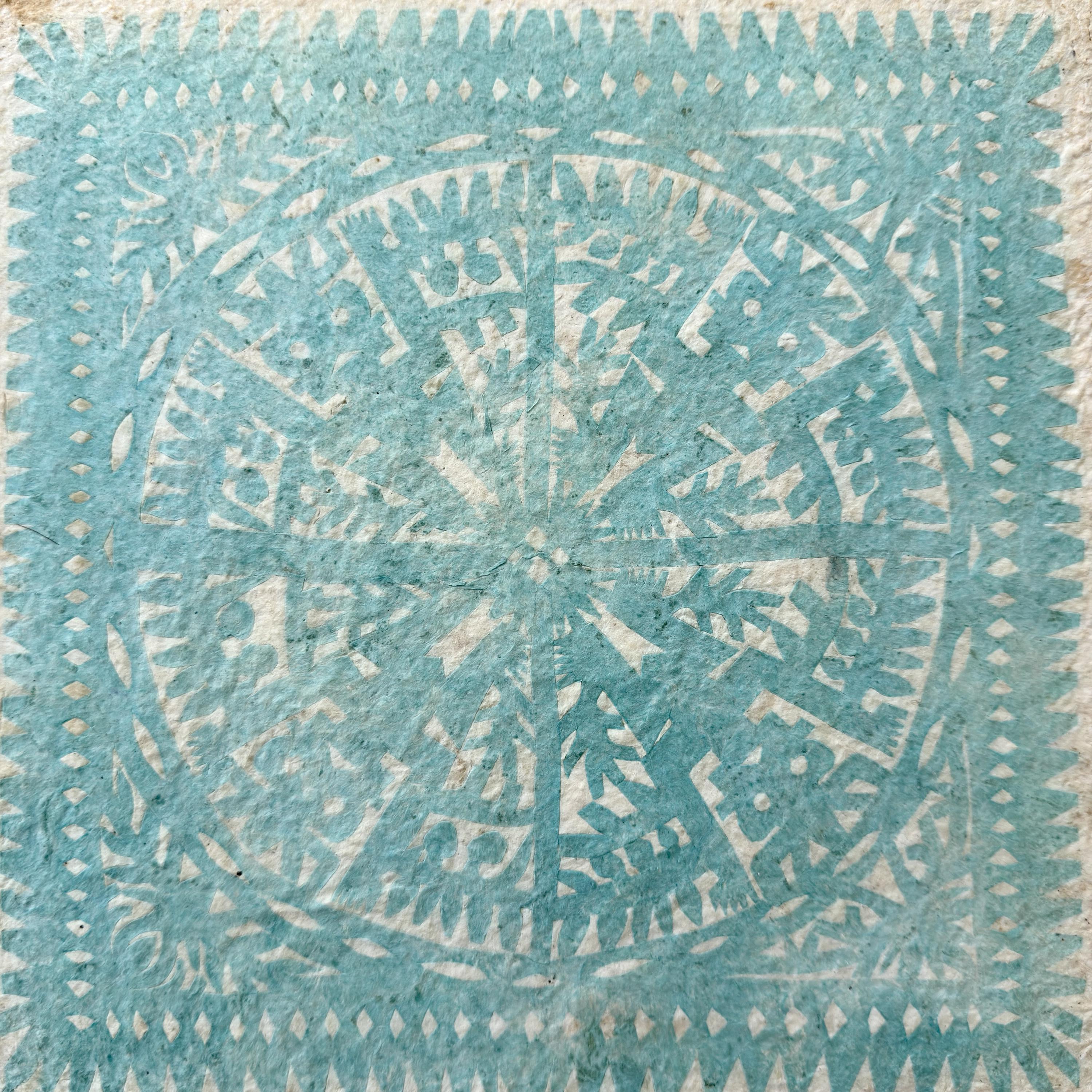 "Turquoise Lace" ∙ Amate Art  15.75"x15.75"  (Unframed)
