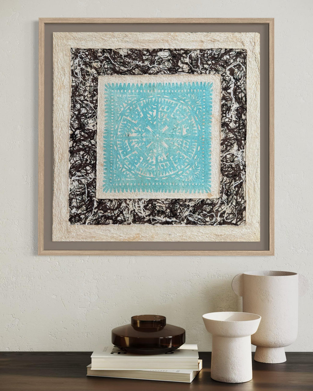 "Turquoise Lace" ∙ Amate Art  15.75"x15.75"  (Unframed)