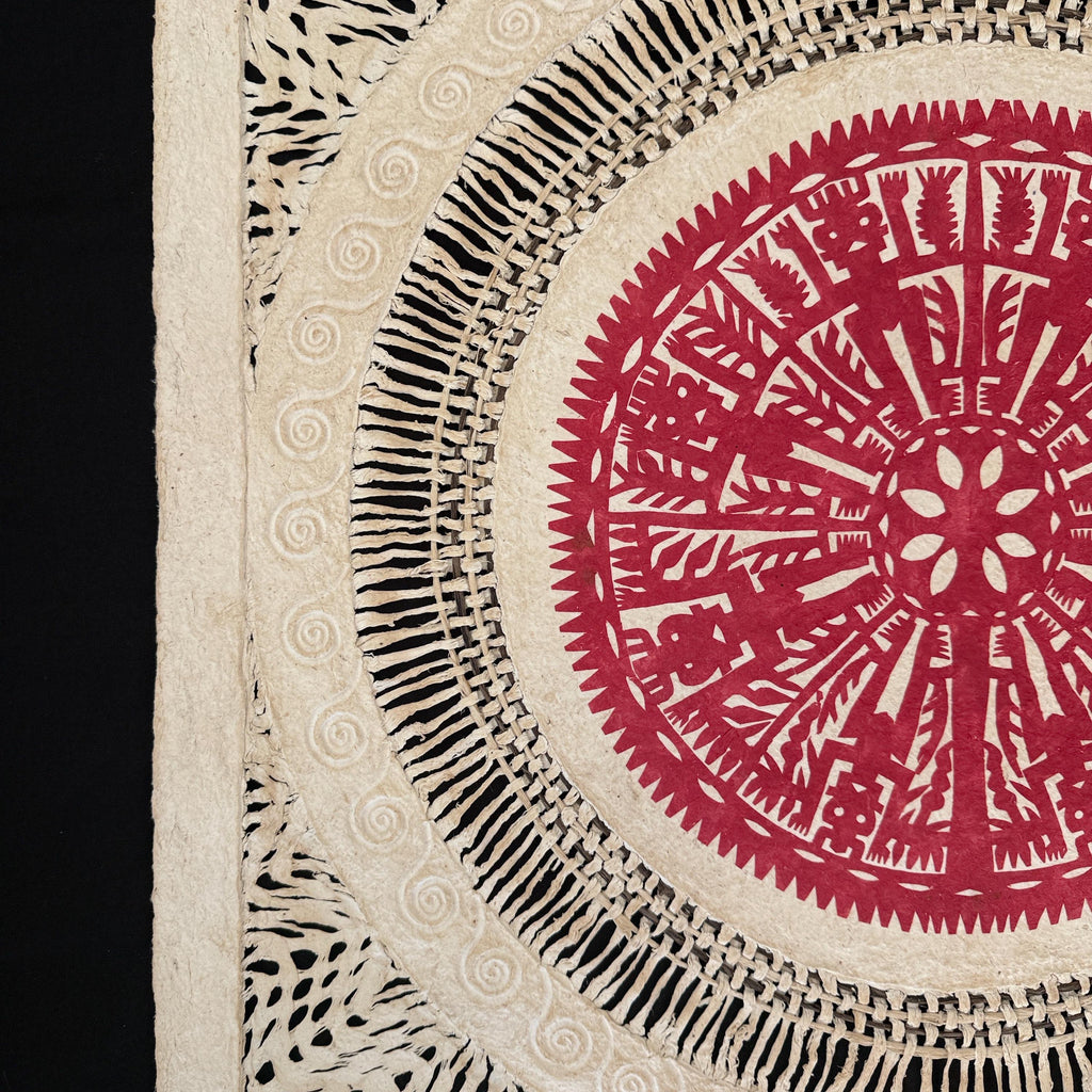 "Red Lace" ∙ Amate Art  23.5"x23.5"  (Unframed)