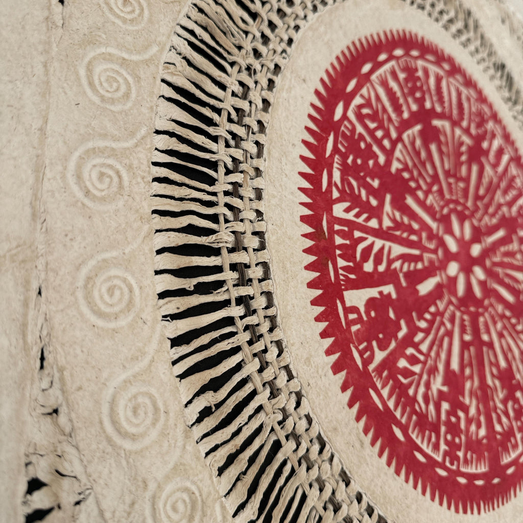 "Red Lace" ∙ Amate Art  23.5"x23.5"  (Unframed)