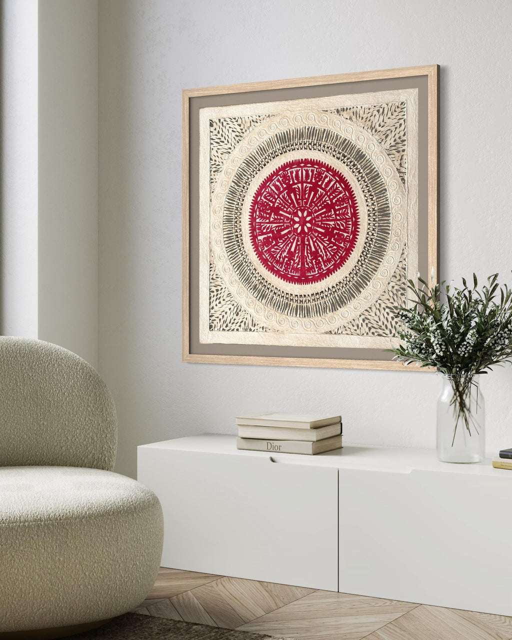 "Red Lace" ∙ Amate Art  23.5"x23.5"  (Unframed)