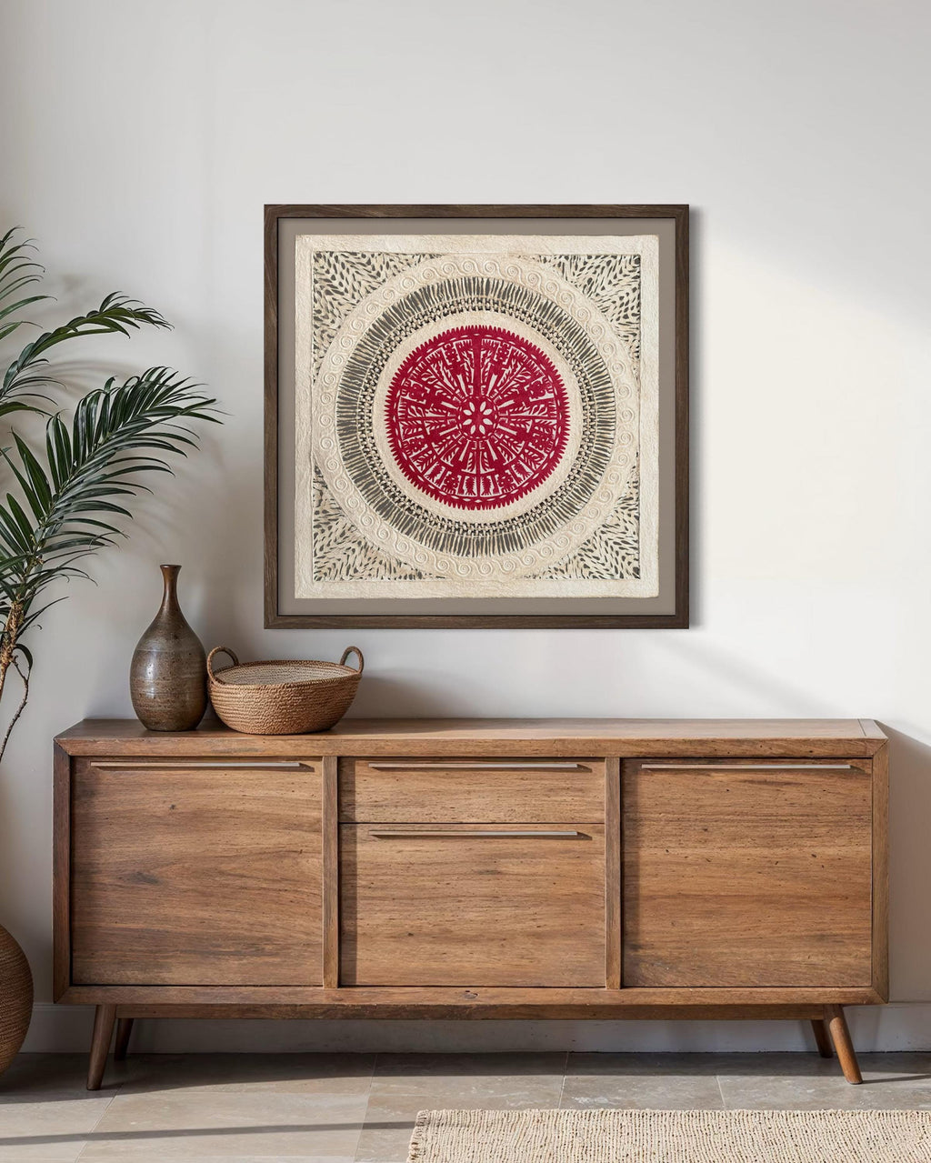 "Red Lace" ∙ Amate Art  23.5"x23.5"  (Unframed)