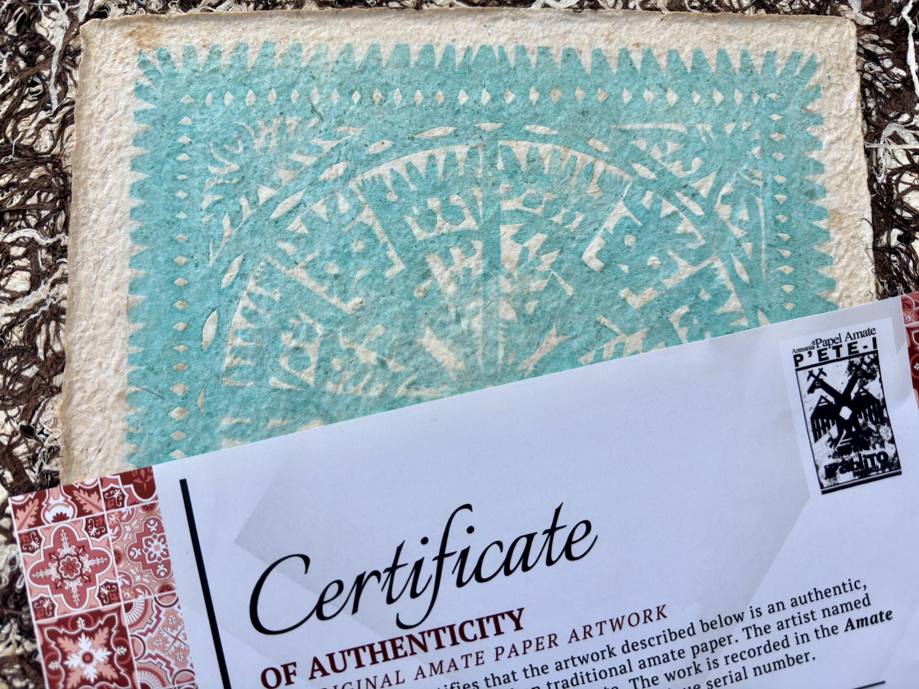 "Turquoise Lace" ∙ Amate Art  15.75"x15.75"  (Unframed)