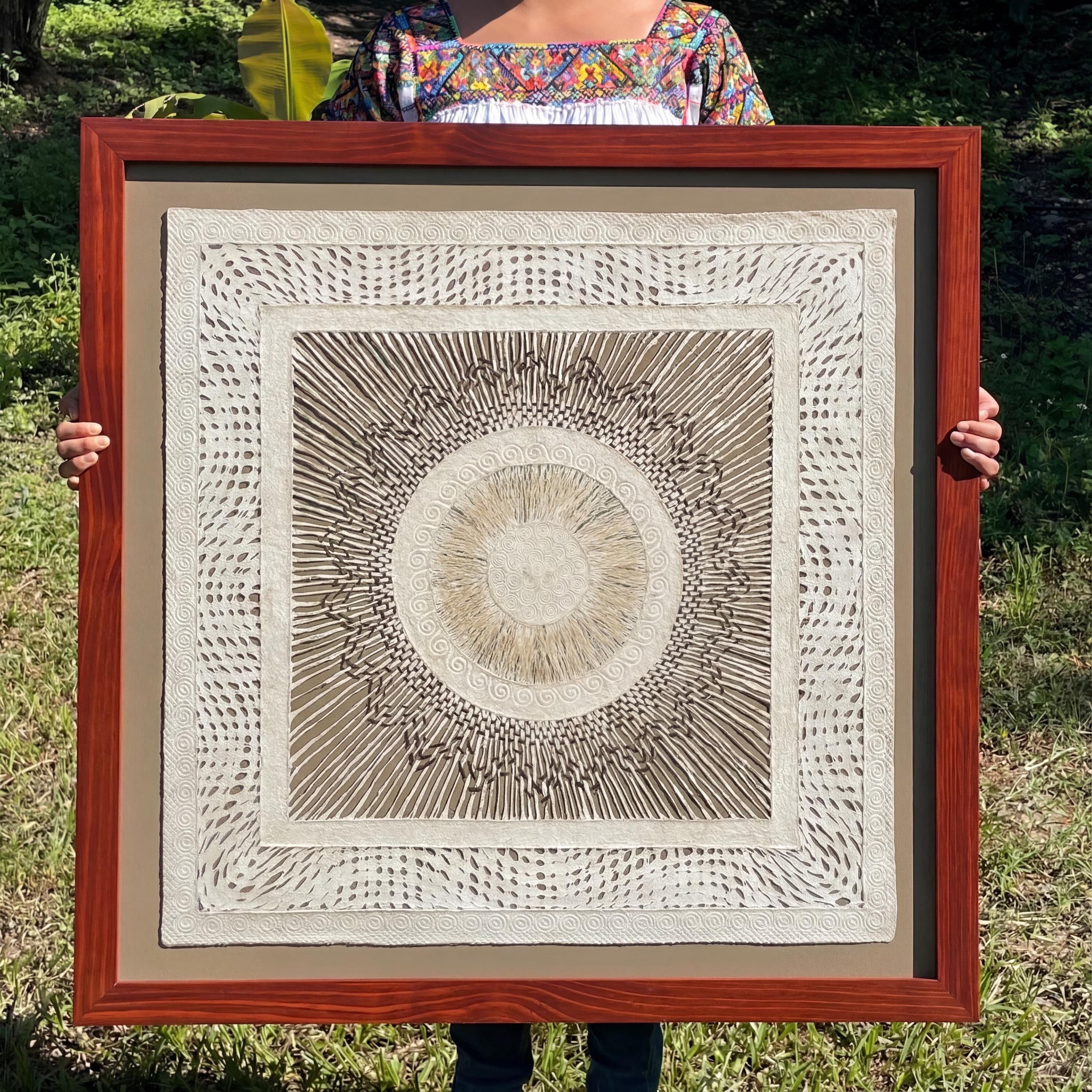 "Sun Weave" ∙ Amate Art  35"x35"  (Framed)