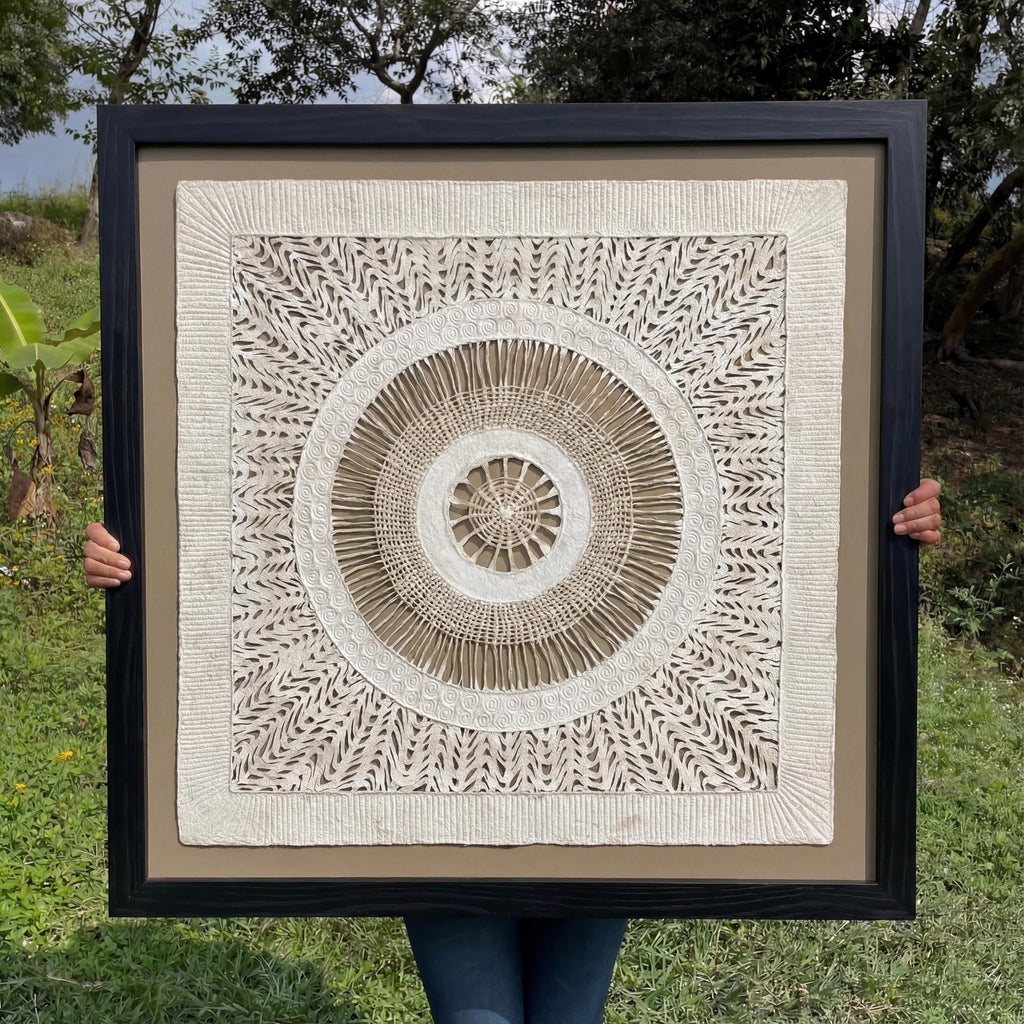 "Circular Weave" ∙ Amate Art  35"x35"  (Framed)