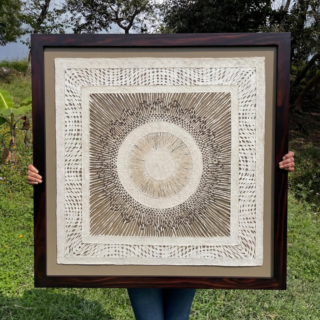 "Sun Weave" ∙ Amate Art  35"x35"  (Framed)